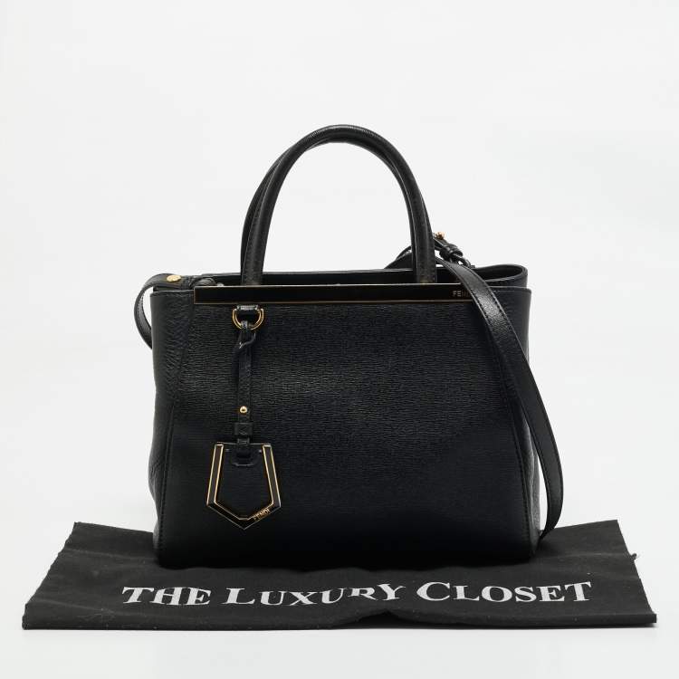 Pre Owned Fendi Black Leather Small 2Jours Tote