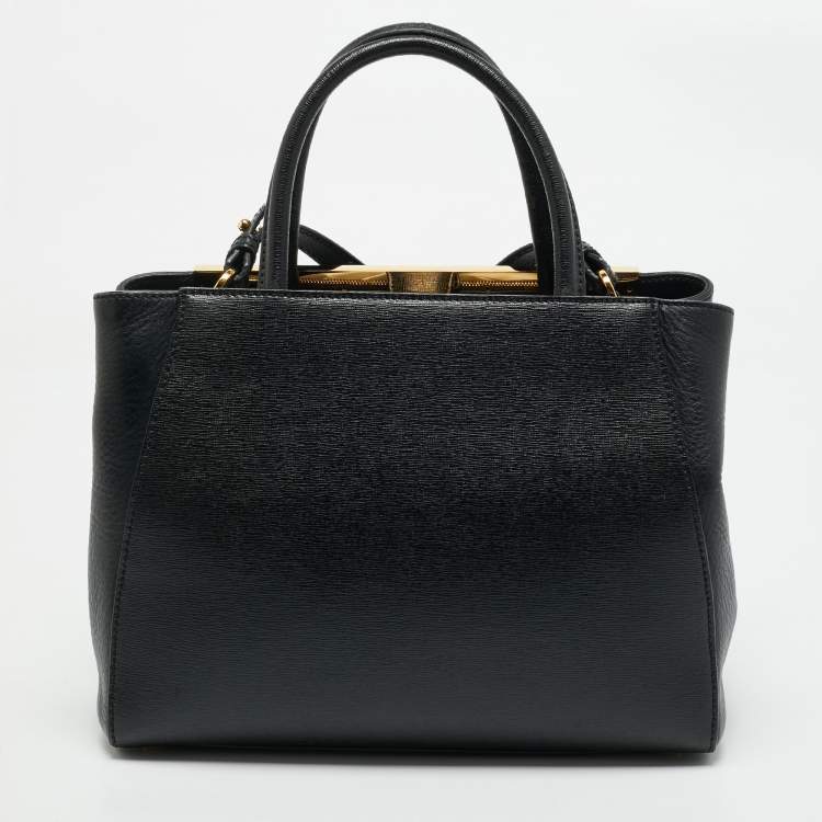 Pre Owned Fendi Black Leather Small 2Jours Tote