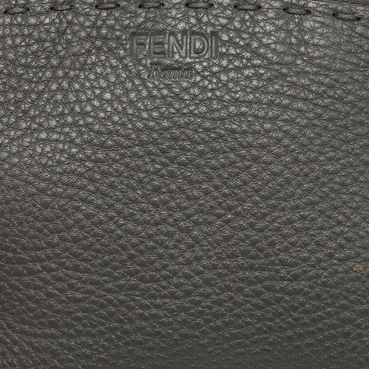 Pre Owned Fendi Grey Leather Cosmetic Pouch