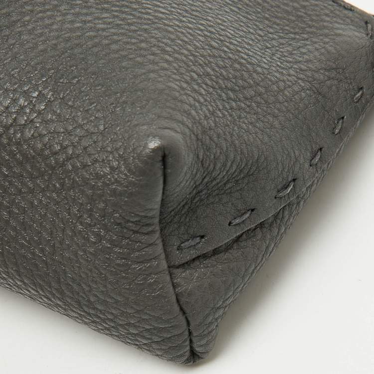 Pre Owned Fendi Grey Leather Cosmetic Pouch