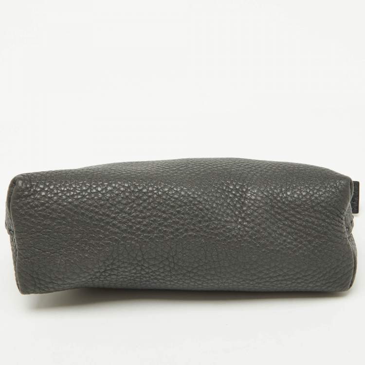 Pre Owned Fendi Grey Leather Cosmetic Pouch