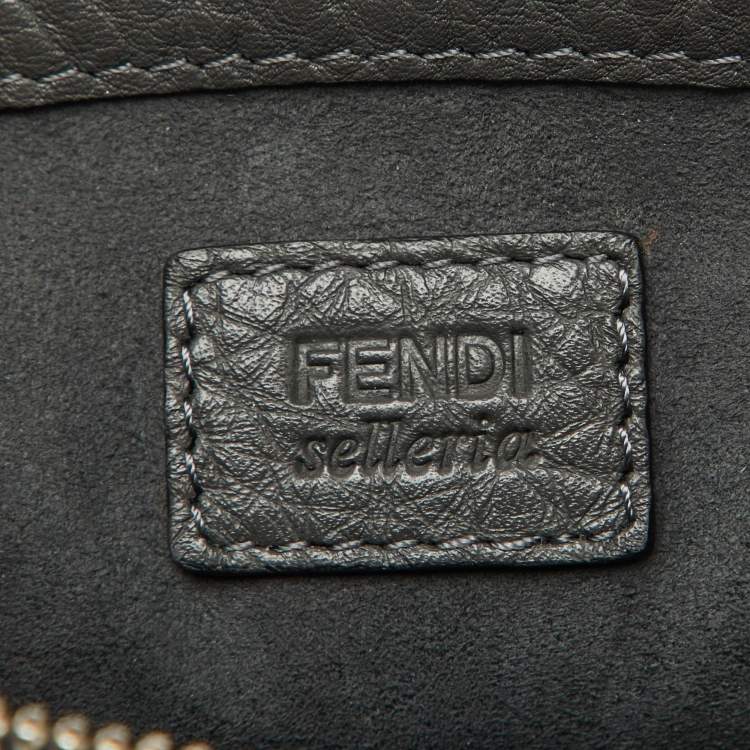 Pre Owned Fendi Grey Leather Cosmetic Pouch