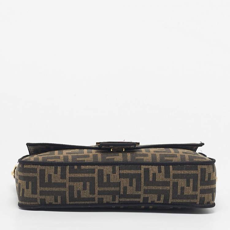 Pre Owned Fendi Tobacco Zucca Jacquard Canvas Medium Baguette Bag