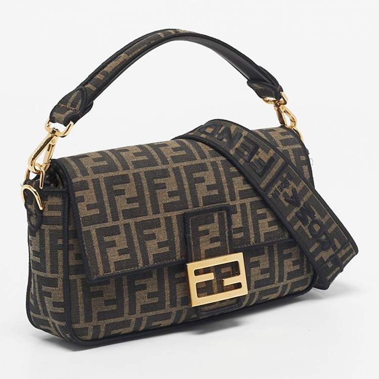 Pre Owned Fendi Tobacco Zucca Jacquard Canvas Medium Baguette Bag