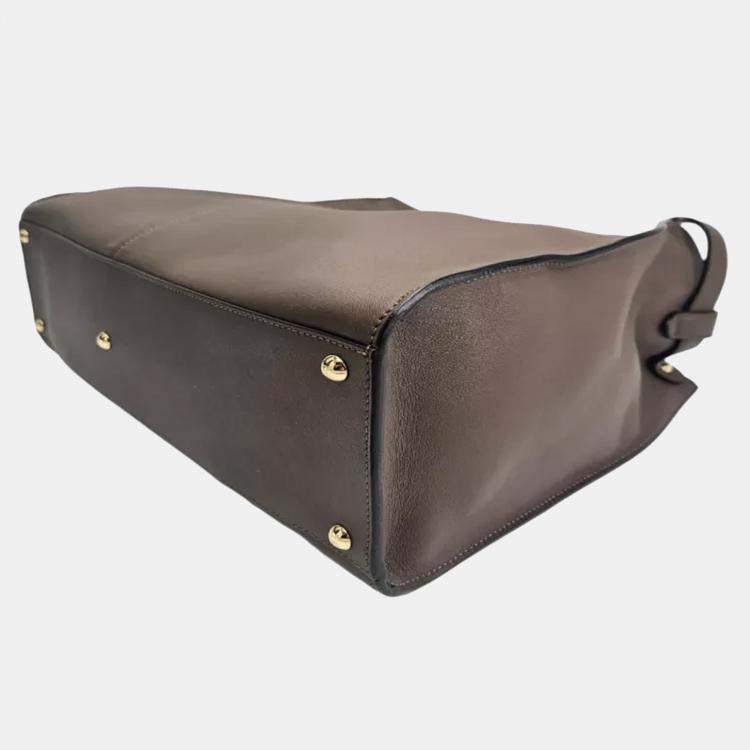 Pre Owned Fendi Peekaboo X-Lite Brown Leather Tote