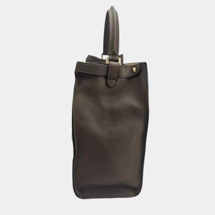 Pre Owned Fendi Peekaboo X-Lite Brown Leather Tote