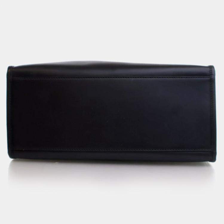Pre Owned Fendi Sunshine Medium Black Calfskin Tote Bag