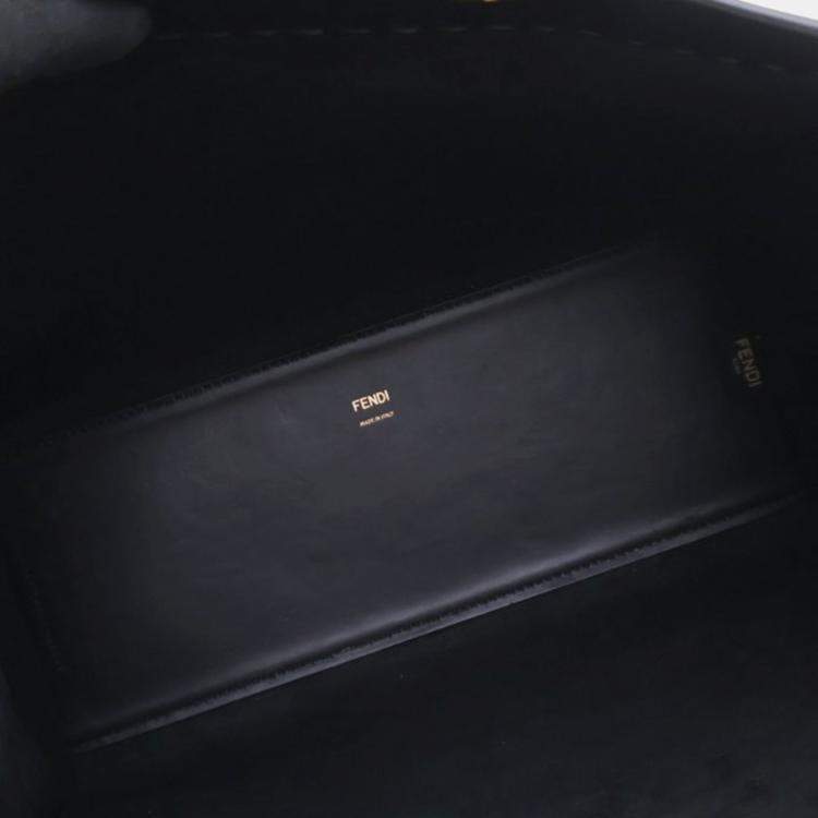 Pre Owned Fendi Sunshine Medium Black Calfskin Tote Bag