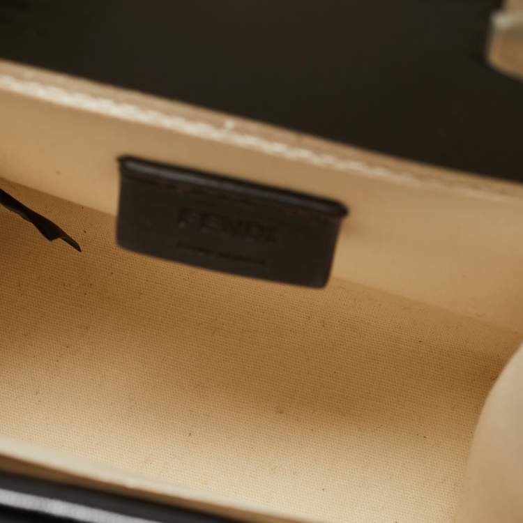 Pre Owned Fendi Black/Cream Patent Leather and Canvas Mini Sunshine Tote