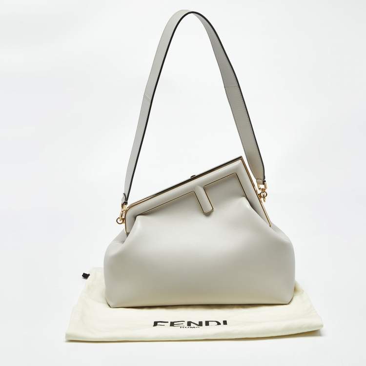 Pre Owned Fendi Grey Leather Medium Fendi First Shoulder Bag