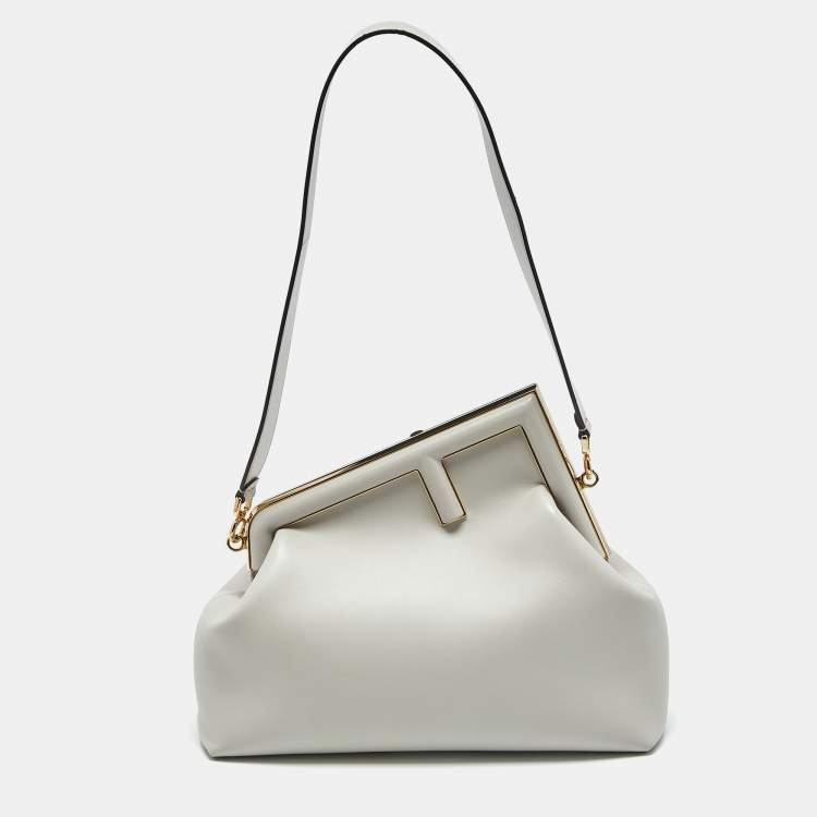 Pre Owned Fendi Grey Leather Medium Fendi First Shoulder Bag
