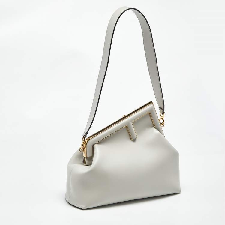 Pre Owned Fendi Grey Leather Medium Fendi First Shoulder Bag