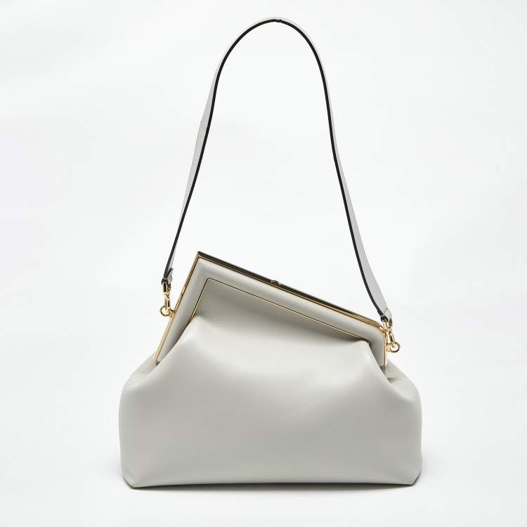Pre Owned Fendi Grey Leather Medium Fendi First Shoulder Bag