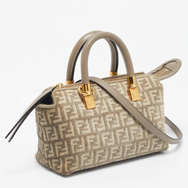 Pre Owned Fendi Beige FF Fabric Mini By The Way Bag