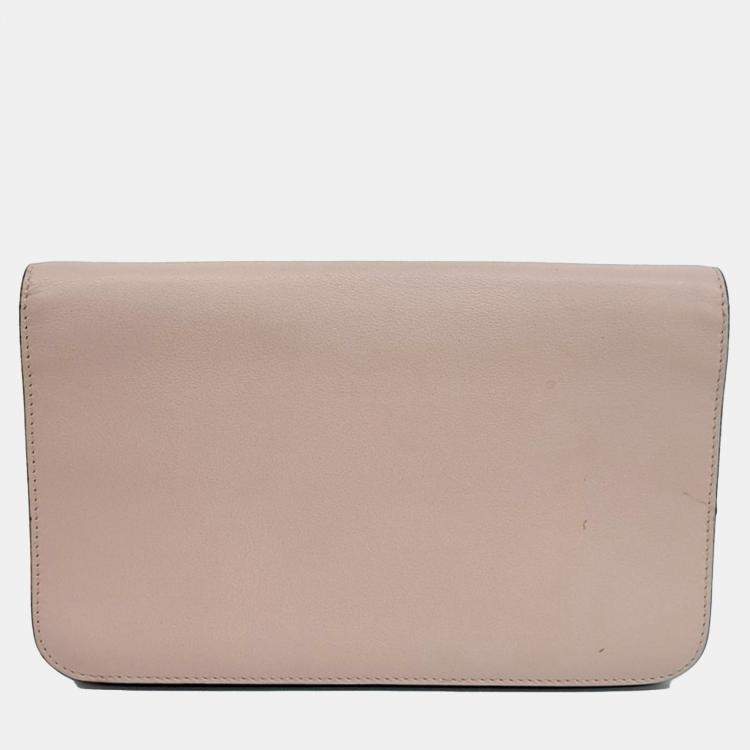 Pre Owned Fendi Blue Pink Leather Toujours Clutch and Shoulder Bag