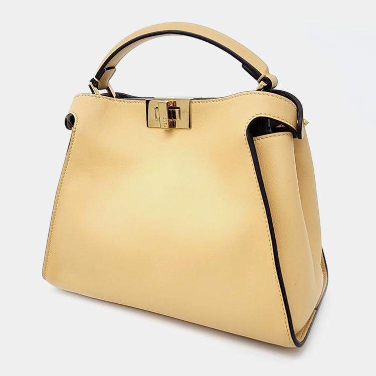 Pre Owned Fendi Yellow Leather Peekaboo Essentially Mini