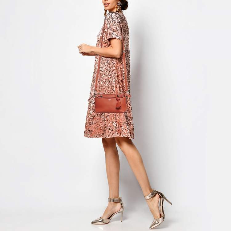 Pre Owned Fendi Orange Leather Mini By The Way Crossbody Bag