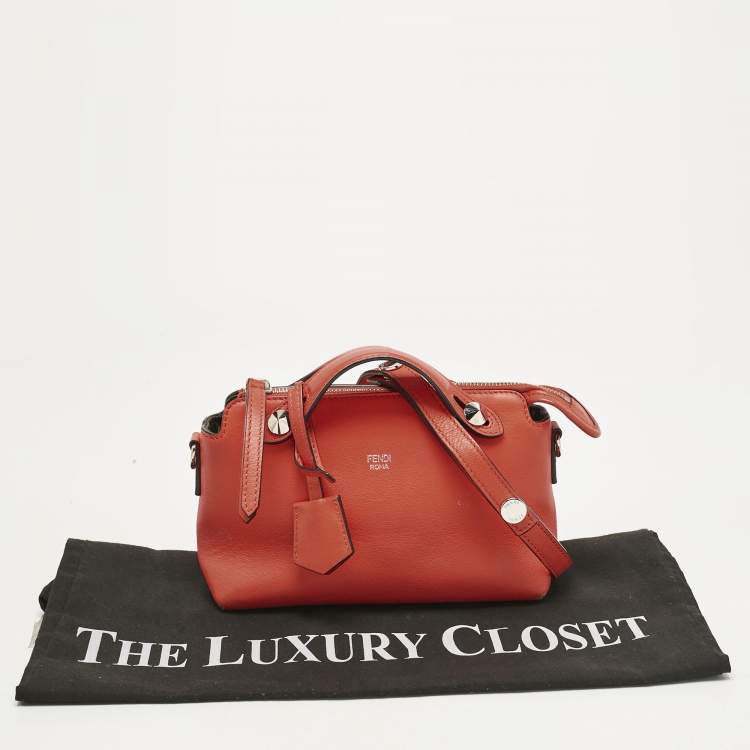 Pre Owned Fendi Orange Leather Mini By The Way Crossbody Bag