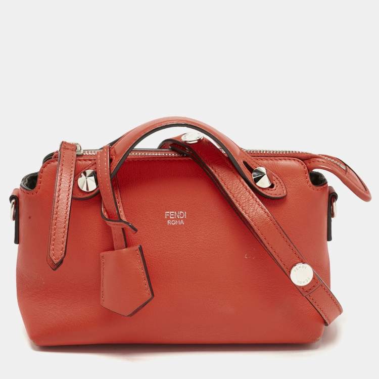 Pre Owned Fendi Orange Leather Mini By The Way Crossbody Bag