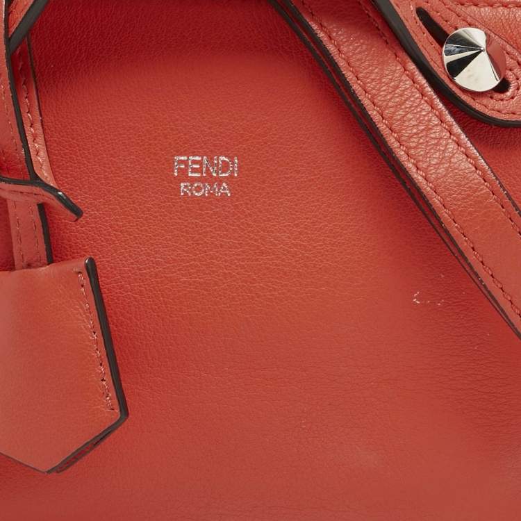 Pre Owned Fendi Orange Leather Mini By The Way Crossbody Bag