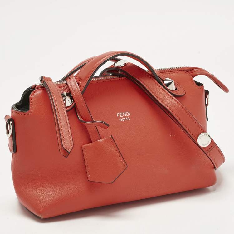 Pre Owned Fendi Orange Leather Mini By The Way Crossbody Bag