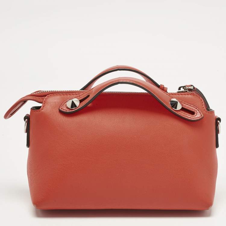 Pre Owned Fendi Orange Leather Mini By The Way Crossbody Bag
