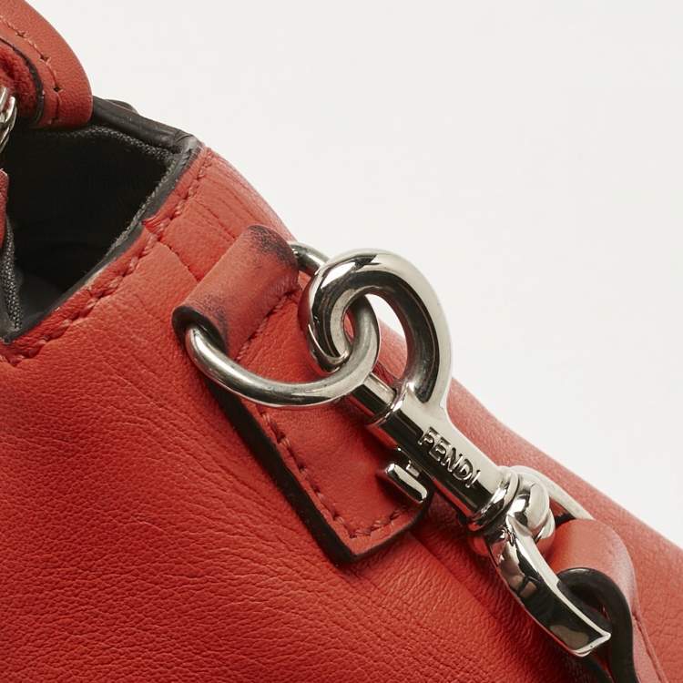 Pre Owned Fendi Orange Leather Mini By The Way Crossbody Bag
