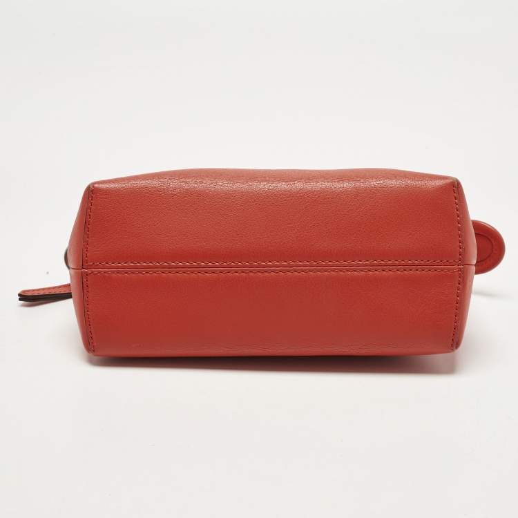 Pre Owned Fendi Orange Leather Mini By The Way Crossbody Bag