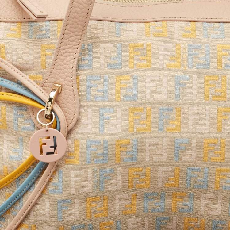 Pre Owned Fendi Multicolor Zucchino Fabric and Leather Satchel