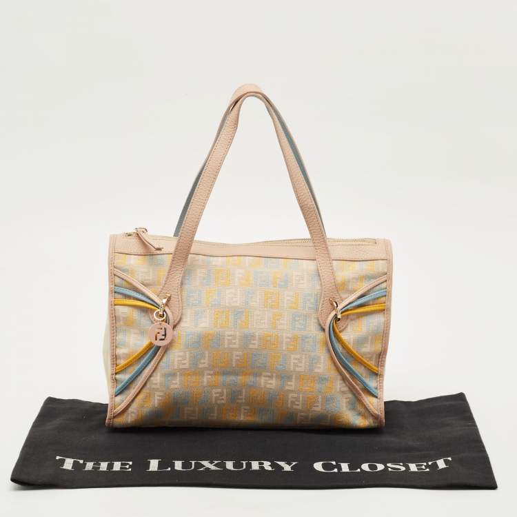 Pre Owned Fendi Multicolor Zucchino Fabric and Leather Satchel