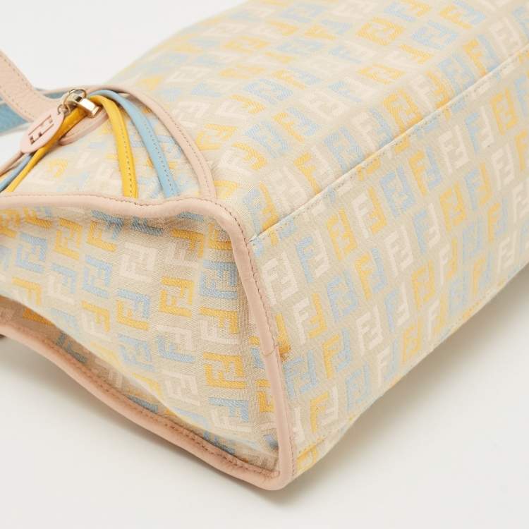 Pre Owned Fendi Multicolor Zucchino Fabric and Leather Satchel
