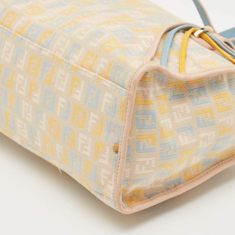 Pre Owned Fendi Multicolor Zucchino Fabric and Leather Satchel