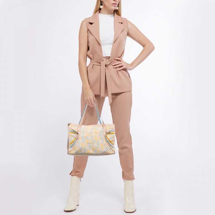 Pre Owned Fendi Multicolor Zucchino Fabric and Leather Satchel