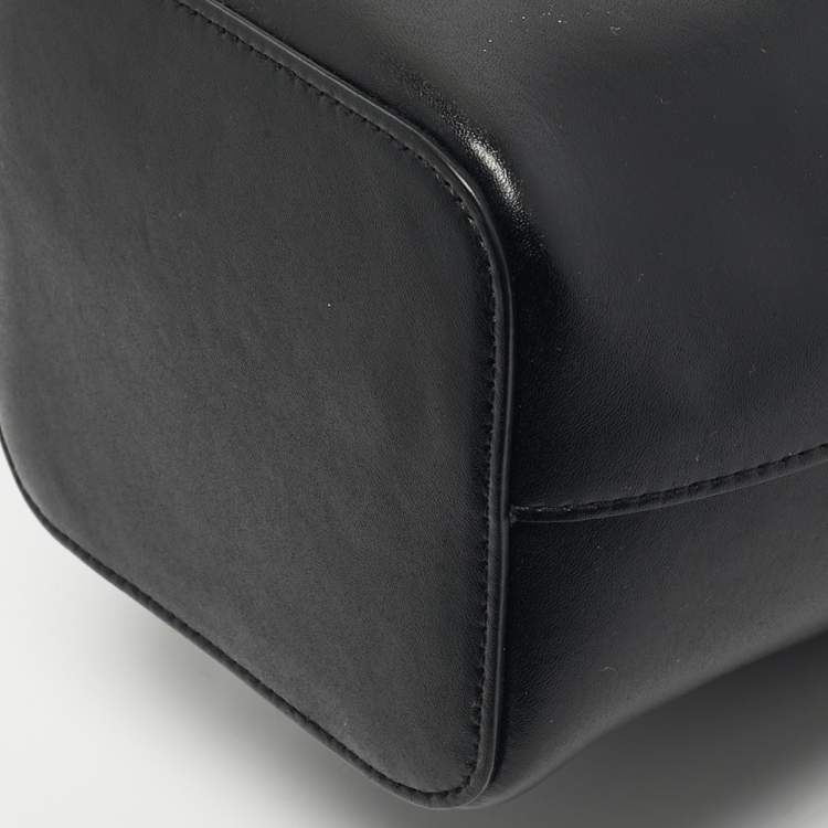 Pre Owned Fendi Black Leather Mini Mon Tresor Drawstring Bucket Bag