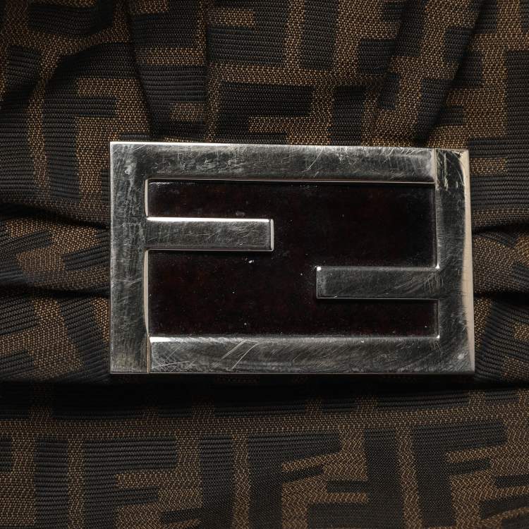 Pre Owned Fendi Tobacco Zucca Canvas Large Flap Shoulder Bag