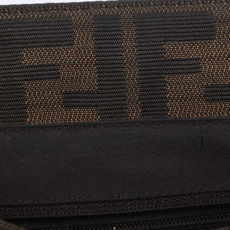 Pre Owned Fendi Tobacco Zucca Canvas Large Flap Shoulder Bag
