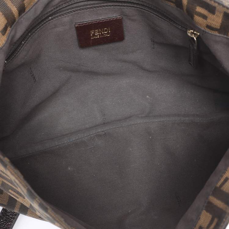 Pre Owned Fendi Tobacco Zucca Canvas Large Flap Shoulder Bag