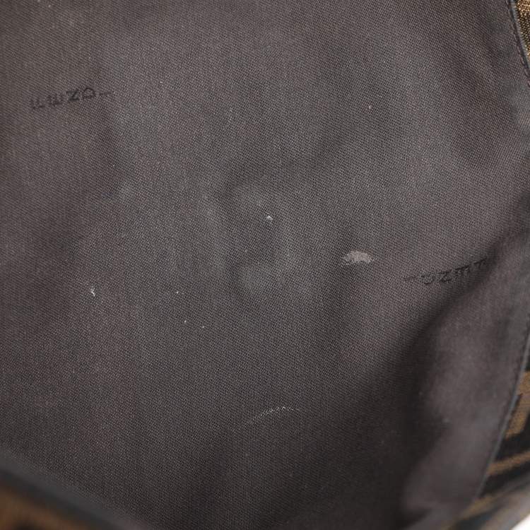 Pre Owned Fendi Tobacco Zucca Canvas Large Flap Shoulder Bag
