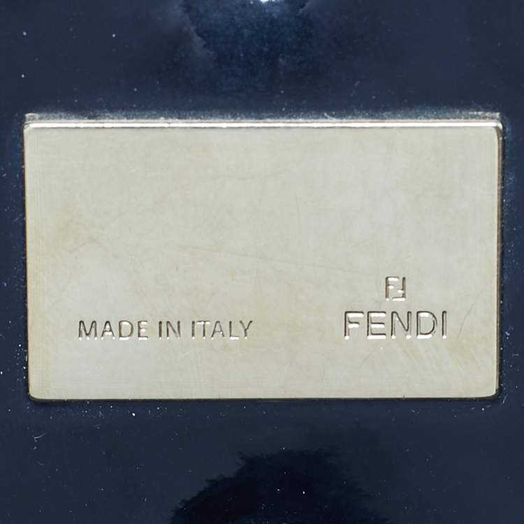 Pre Owned Fendi Black Textured Fabric and Patent Leather Small Mia Tote
