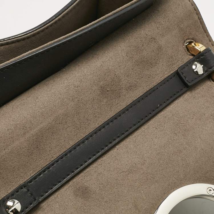 Pre Owned Fendi Black Leather Small Kan I F Shoulder Bag