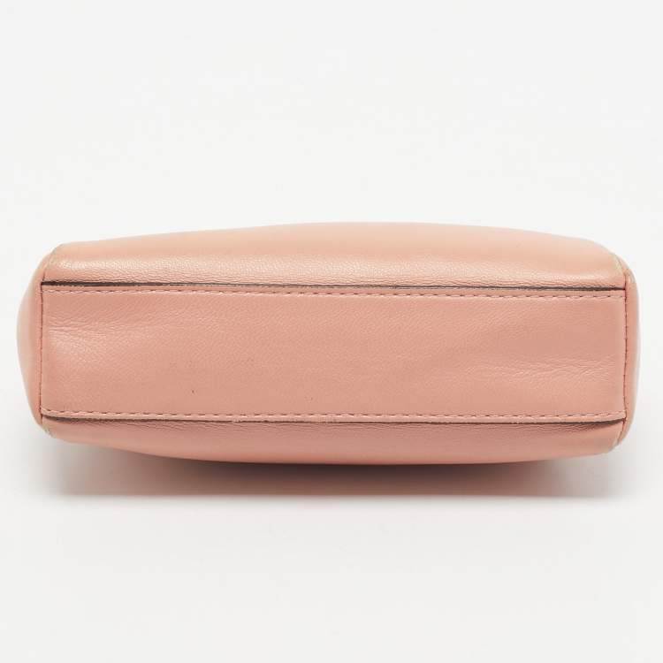 Pre Owned Fendi Peach Leather Micro Peekaboo Crossbody Bag