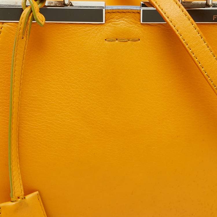Pre Owned Fendi Yellow Leather Mini 3Jours Tote
