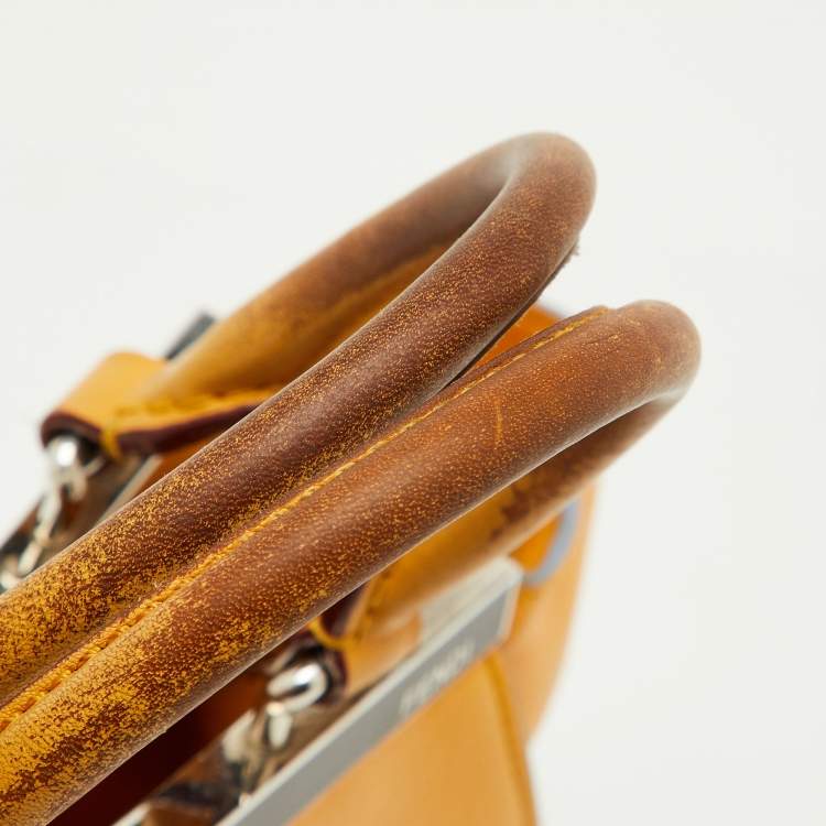 Pre Owned Fendi Yellow Leather Mini 3Jours Tote