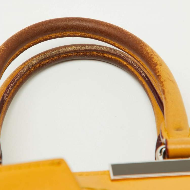 Pre Owned Fendi Yellow Leather Mini 3Jours Tote