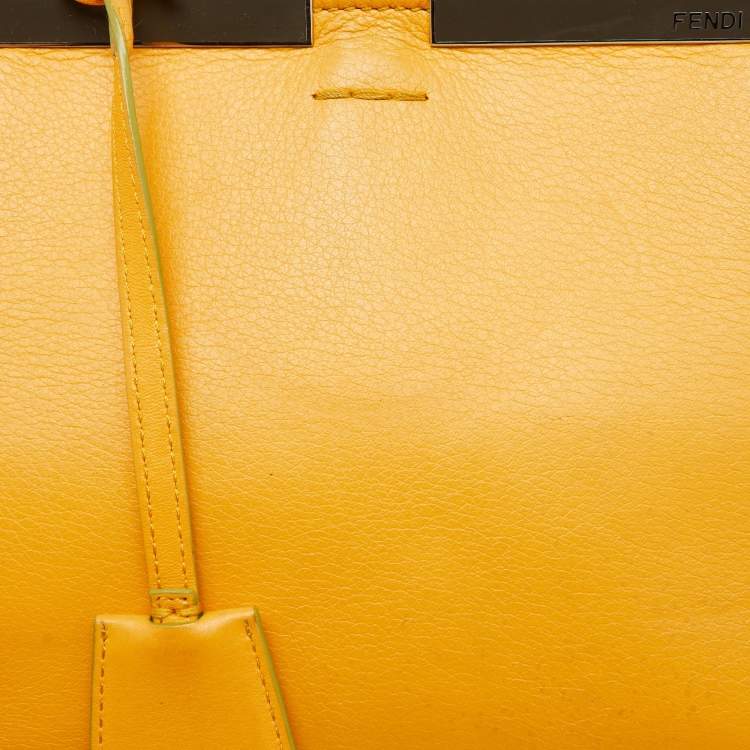Pre Owned Fendi Yellow Leather Mini 3Jours Tote