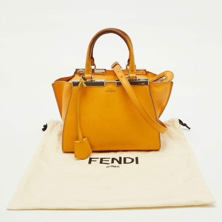 Pre Owned Fendi Yellow Leather Mini 3Jours Tote