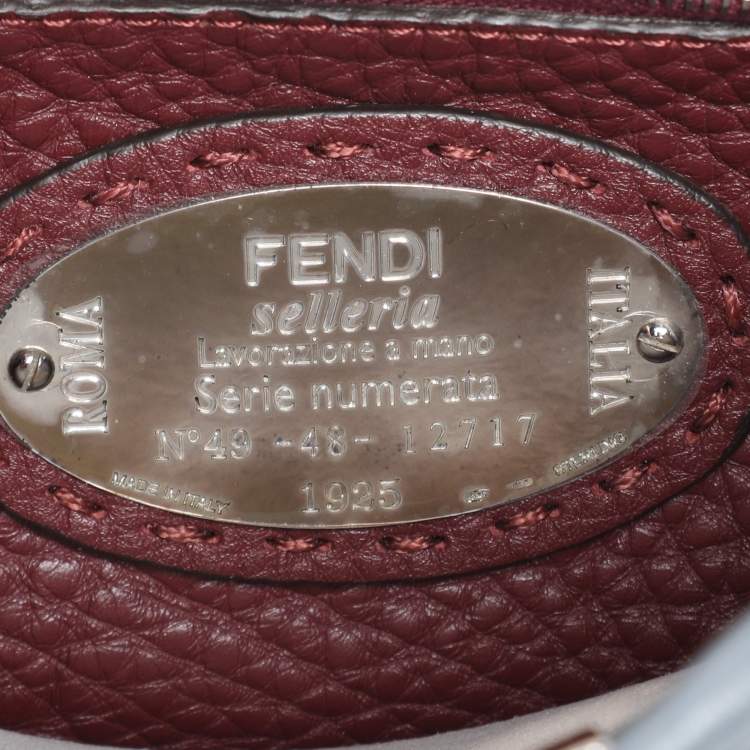 Pre Owned Fendi Blue Selleria Leather Mini Peekaboo Top Handle Bag
