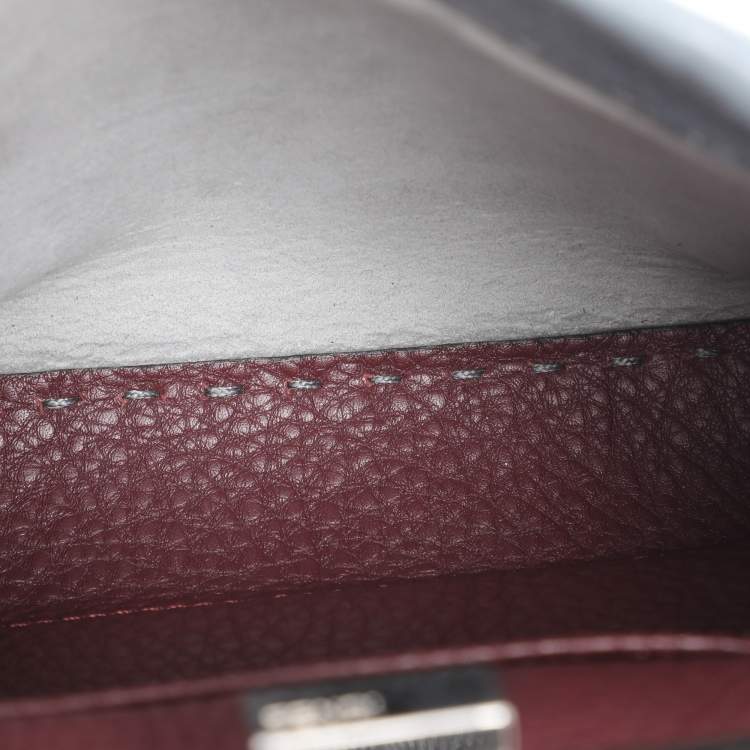 Pre Owned Fendi Blue Selleria Leather Mini Peekaboo Top Handle Bag