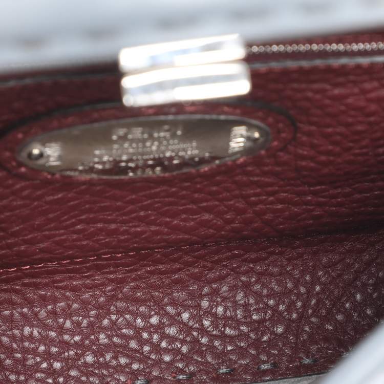 Pre Owned Fendi Blue Selleria Leather Mini Peekaboo Top Handle Bag