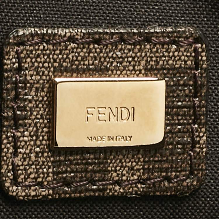 Pre Owned Fendi Tobacco Zucca Coated Canvas Inlay Girls Wristlet Flat Clutch